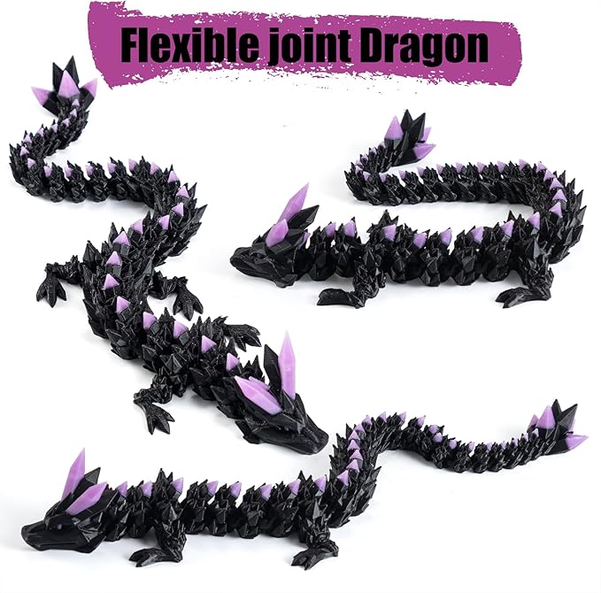 11.81" 3D Printed Glow-in-The-Dark Dragon Egg with USB UV Flashlight-Articulated Flexible Dragon Inside, Fidget Sensory Toy for Stress Relief, Desk Pet & Gift for Kids Ages 4+, Collectors