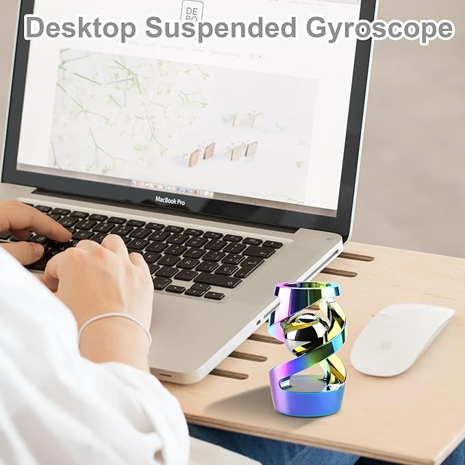 Fidget Toys Adult, Kinetic Spinning Desk Toy, Kinetic Optical Illusion Toys, Metal Fidget Spinner Toys, Cool Gadget Relieve Stress Anxiety Fidget Toys for Office for Adult (Iridescent)