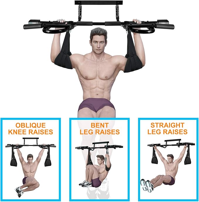 Yes4All Heavy Duty Wall Mounted Pull Up Bar, Over Door Pull Up Bar for Doorway, Multi Grip Chin Up Bar, Sturdy Strength Training Bars & Durable Gym Bar for Home Exercise
