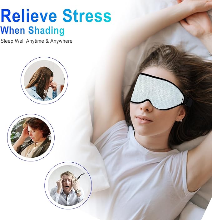 3D Sleep Mask, 100% Blackout 3D Contoured Sleep Eye Mask, Comfortable & Super Soft Sleeping Mask with Adjustable Straps for Women, Men, Sleeping Travel Yoga Naps (Baby Blue)