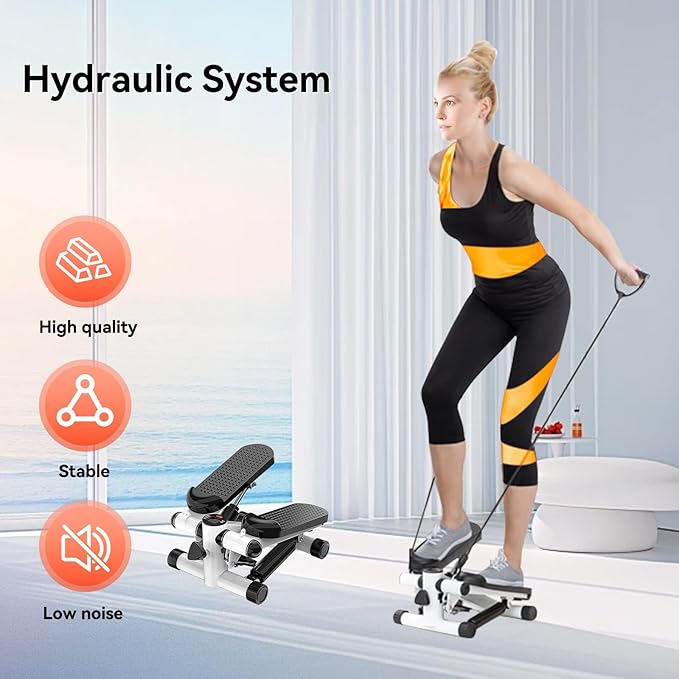 Steppers for Exercise at Home, Mini Stepper with Resistance Bands, Portable Stair Stepper for Home