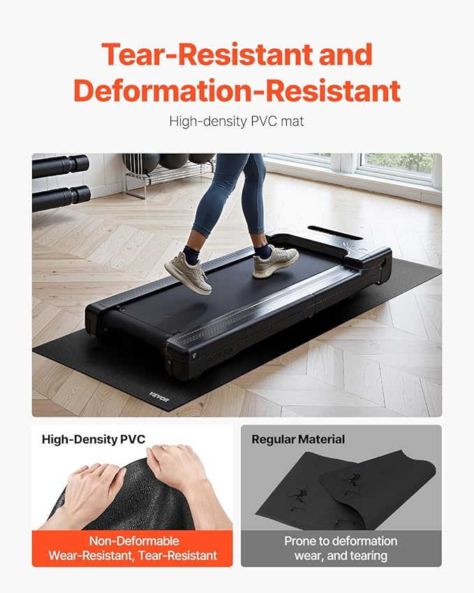 VEVOR Treadmill Mat for Carpet Floor, Exercise Equipment Mat for Treadmills, Stationary & Recumbent Bikes, High Density PVC Floor Protector Gym Mats, Waterproof and Non-Slip for Home Gym