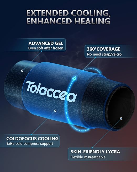 Elbow Ice Pack with Dual-Coldfocus Gel for Long-Lasting & Strong Cooling Support, Reusable Gel Cold Packs Brace for Tennis Elbow, Tendinitis Pain Relief (Black Pro, M)