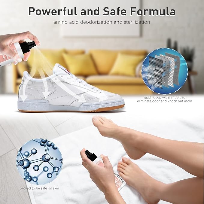 Shoe Deodorizer Spray, Natural Deodorant Spray, Odor Eliminator for Feet, Shoes and Gym Bags, Fights Odor and Stink, Freesia Fragrance, 150ml