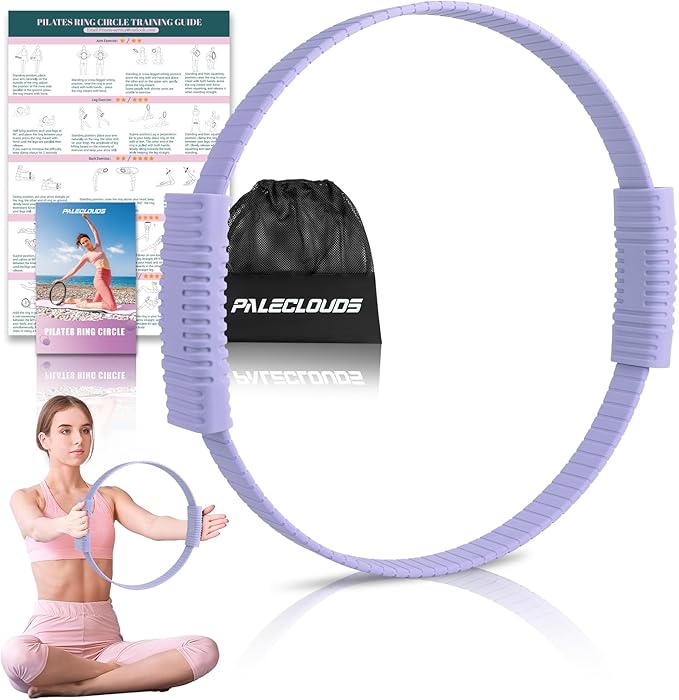 Pilates Ring, 13.5"/12" Silicone Magic Circle with Training Poster & Portable Bag, Pilates Ring Circle for Inner Thigh Workout, Yoga, Lose Weight & Physical Therapy for Women