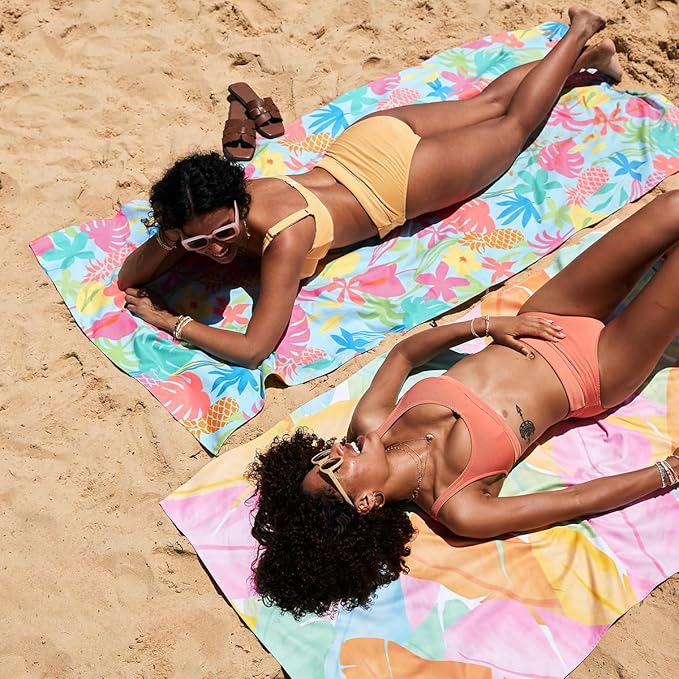 Dock & Bay Beach Towel - Quick Dry, Sand Free - Compact, Lightweight - 100% Recycled - Includes Bag - Sugar Palms - Extra Large (200x90cm, 78x35)