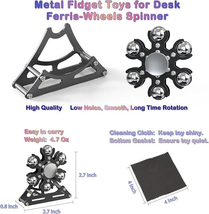 Desk-Toys for Fidget Ferris-Wheel-Spinner: 4mins Kinetic-Spinning Cool-Gadgets, Cool-Stuff Thing Toy for Office School Home Man Women Christmas, Stress-Relief Game Gifts for Adult Teen Children Kid
