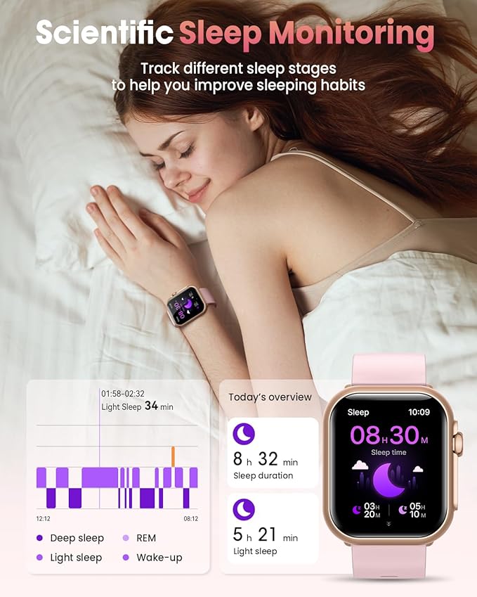 Smart Watch for Women Men Fitness: Smart Watch for iPhone&Android Bluetooth Call with SpO2 Sleep Heart Rate Monitor,IP68,Fitness Tracker with 120+Sport,Reloj Inteligente 30 Day+Battery Life, 2 Bands