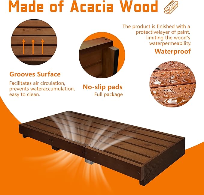 Outdoor Steps 3.5'' Height, Wooden Step Platform 35” Length, Step Stool with Non Slip Pads, Wooden Platform, Step for Outside, Wooden Platform for Bathroom, Kitchen, Bed(Walnut)