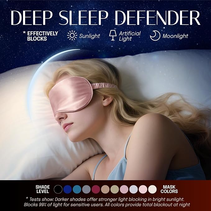 Silk Sleep Mask Eye Mask Blindfold with Double Layer Silk Filling and Elastic Strap for Full Night's Sleep, Travel and Nap, Soft Eye Cover Eyeshade with Luxury Bag and Ear Plugs by OLESILK (Black)