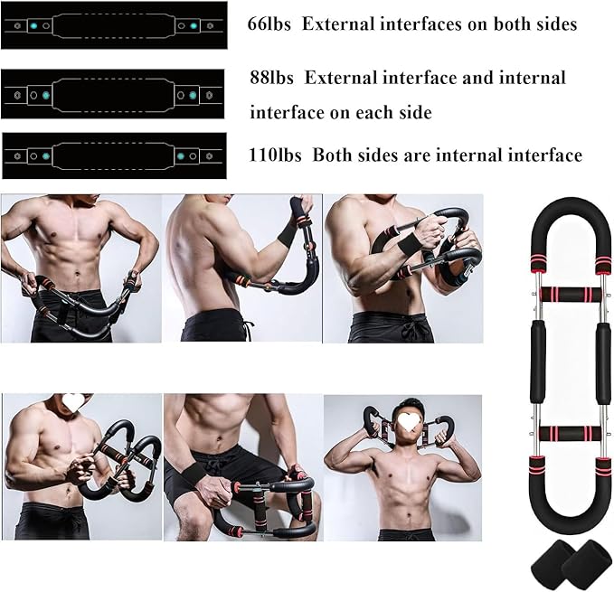 Twister Arm Trainer Adjustable 60-100lb Chest Shoulder Forearm Strength System Portable Full Body Workout Equipment for Home Gym Men Women Fitness Training