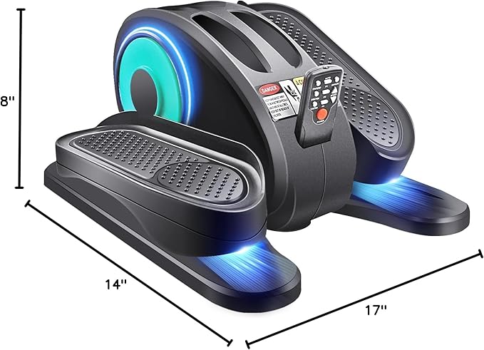 ESL Under Desk Elliptical - Portable Leg Exerciser with Pedal Strap for Seniors, Compact Seated Elliptical with Remote Control, LCD Display Electric Elliptical Trainers for Home