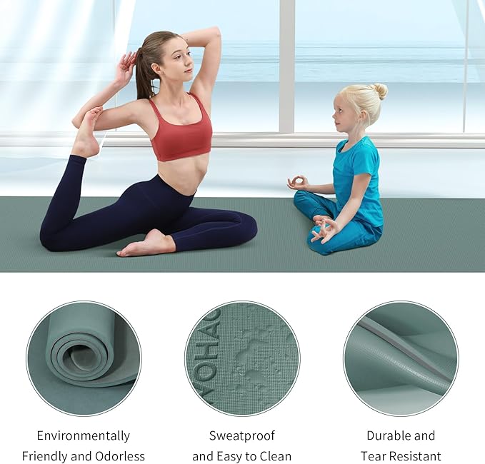 Extra Thick 8mm Yoga Mat, 72"x28" Non Slip Exercise Mat, Reversible 2-Sided Dual Color Premium POE Material, with Carrying Strap for Yoga, Pilates, Home Gym