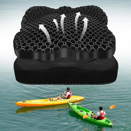 Kayak seat Cushion Waterproof Kayak seat Cushion Kayak Fishing Accessories Waterproof Gel Boat seat Cushion Anti Slip Coccyx Sciatica Relief Double-Layer Gel Cushion Design Thickened