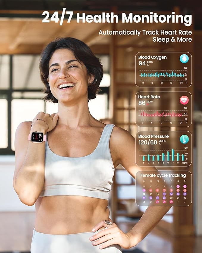 Smart Watches for Women Reloj Inteligente: 1.85"Smart Watch for Answer/Make Calls, 30 Day Battery Life, 24/7 SpO2 Sleep Heart Rate Monitor 120 Sports Mode IP68 Fitness tracker for iPhone Android 2Band