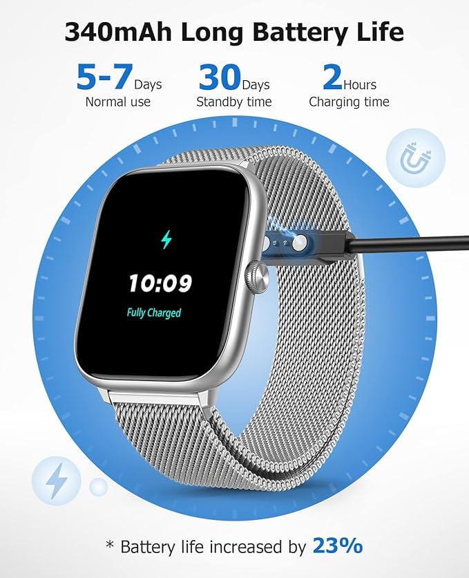 2.06" AMOLED Smart Watches with Blood Pressure, 118 Sports Modes, Fitness Activity Tracker for Men Women, Heart Rate Sleep SpO2 and Stress Monitor, IP68 Waterproof, Compatible with Android and iPhone