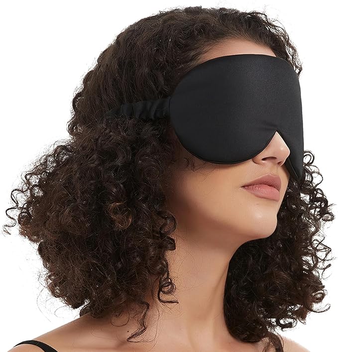 ALASKA BEAR Sleep Mask with Silk-Covered Headband for Hair Care, Silk Eye Mask Comfortable Scrunchy Band Over Ears (Built-in Contour Insert, Luxury 22 Momme)