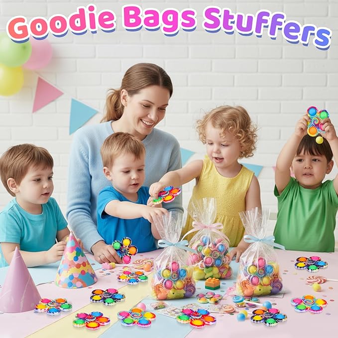 Gigilli 12 Pack Fidget Spinners for Kids, Sensory Fidget Toys Bulk Party Favors for Kids 4-8-12, Goodie Bags Stuffers Pop Mini Fidgets Classroom Prizes, Toddler Birthday Gifts, Autism Toy for Adults