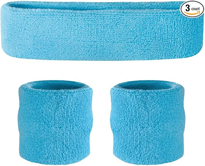 Suddora Sweatbands for Kids, Moisture Wicking 2 Wristbands and 1 Headband Set, Soft and Skin-Friendly Fabric, Moisture-Wicking Athletic Sweat Bands for Basketball, Baseball, Soccer