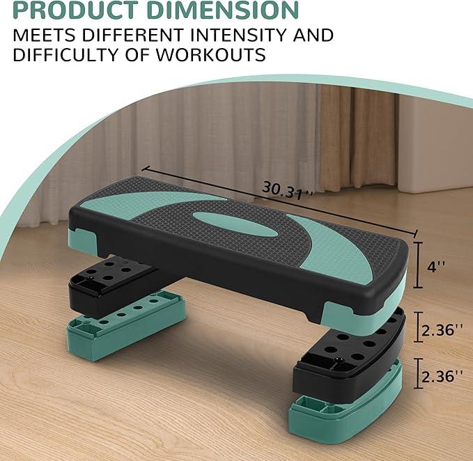 Step Aerobic Platform, 31" Exercise Step with 3 levels Adjustable Height, 4 Stackable Risers, Fitness Training Workout Stepper for Home Gym, Cardio Strength, Black & Pink