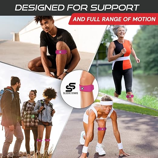 Sleeve Stars Swedish Brand Patellar Tendon Support Strap for Women & Men Effective Osgood Schlatter Knee Brace Youth & Kids Knee Brace with 3 Adjustable Length fits 12"-24" (Single/Hot Pink/Adult)