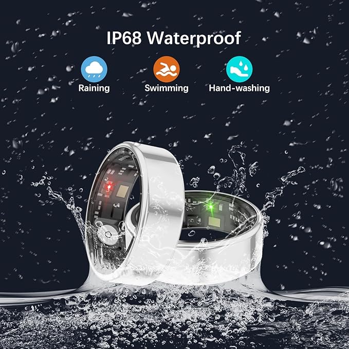 Smart Health Rings for Women Men, Fitness Tracker with Heart Rate, Blood Oxygen, HRV, Sleep Tracker, Step Tracker, No Subscription Fee, IP68 Waterproof Smart Ring for iphone & Android (Silver 9#)