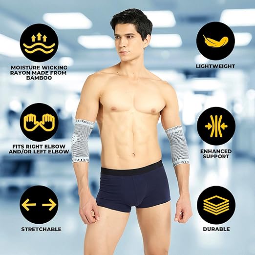 NeoTech Care Elbow Support Brace - Breathable - Men, Women, Right or Left (Gray, Size XS, 1 Unit)