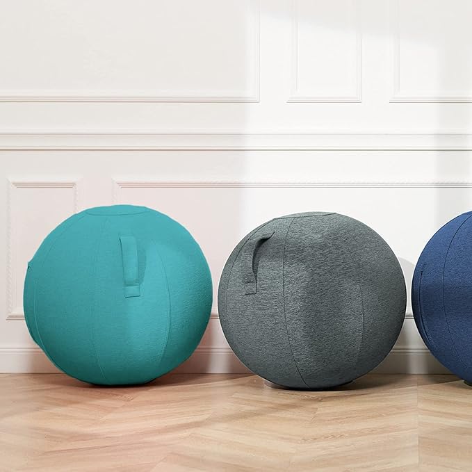 Exercise Ball Chair with Fabric Cover, Standard Size (25inches/65cm), for Home Offices, Balance Training, Yoga Ball