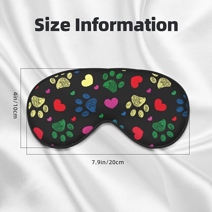 Sleep Eye Mask Colorful Hearts Animal Paw Sleep Mask for Women Men Comfortable Eye Mask with Adjustable Strap Soft Eye Cover Blindfold for Travel Yoga Nap Shift Work