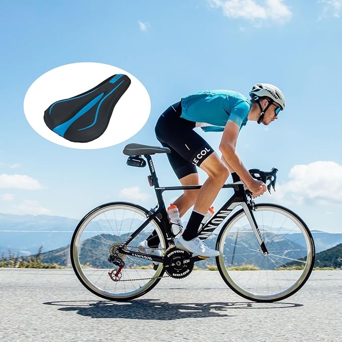 Bike Seat Cover Bicycle Saddle Cushion,Gel Padded Bike Seat Cover for Men Women,Bike Seat Cushion Fit for Stationary,Exercise,Road,Mountain Bike