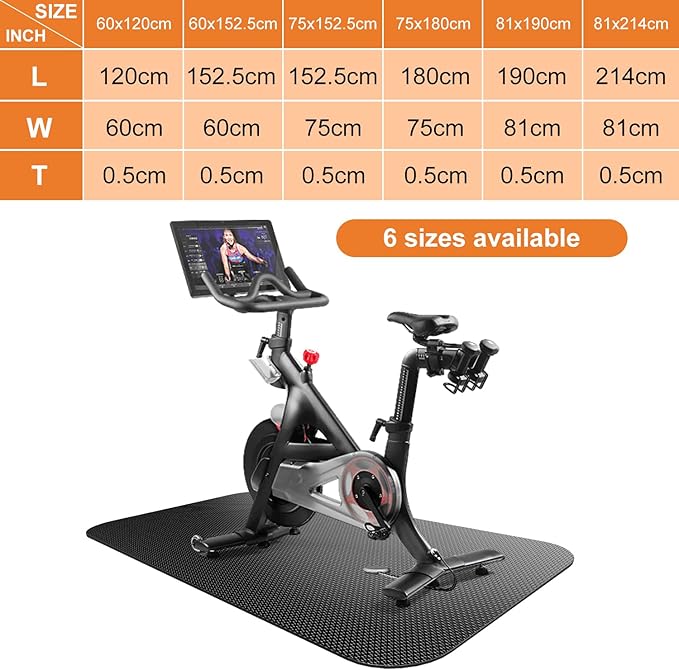 Bike Mat,Treadmill Mat,For Walking Pad,Elliptical,Exercise Bikes, Stationary Cycles,Spin Bike,Under Exercise Bike Trainer Pad for Indoor Stationary Gym Fitness Equipment Hardwood Floor Protector