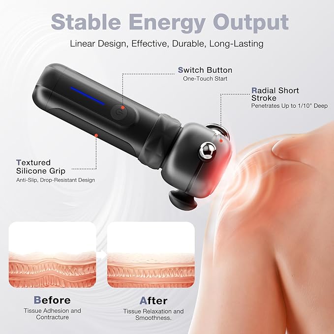 HYAKO SE Muscle Therapy Massage Gun - Deep Tissue Vibration Massager, Non-Invasive Design for Full-Body Care, Pain Relief for Back, Neck, Leg, Shoulder – Gifts for Men and Women (Black)