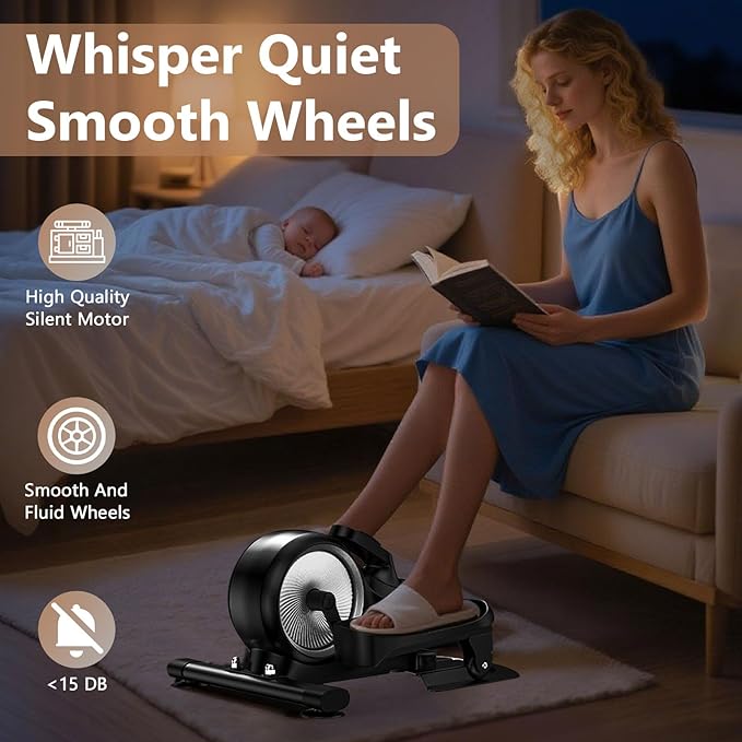 CRYSTAL FIT Under Desk Elliptical, Quiet & Portable Electric Seated Pedal Exerciser, Ellipse Leg Exerciser for Seniors Fully Assembled, 8 Level Speeds, Forward & Reverse Direction for Home Office