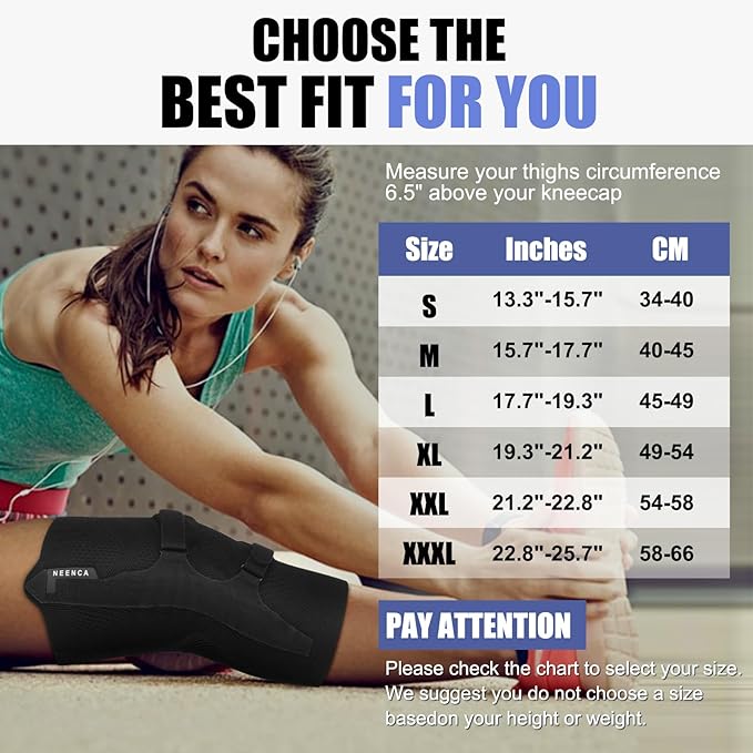 NEENCA Knee Brace for Knee Pain, Compression Knee Support with Patella Tendon Strap & Gel Pads, Side Stabilizers. Knee Sleeve for Meniscus Tear, ACL, PCL, Arthritis, Joint Pain Relief, Runner, Workout