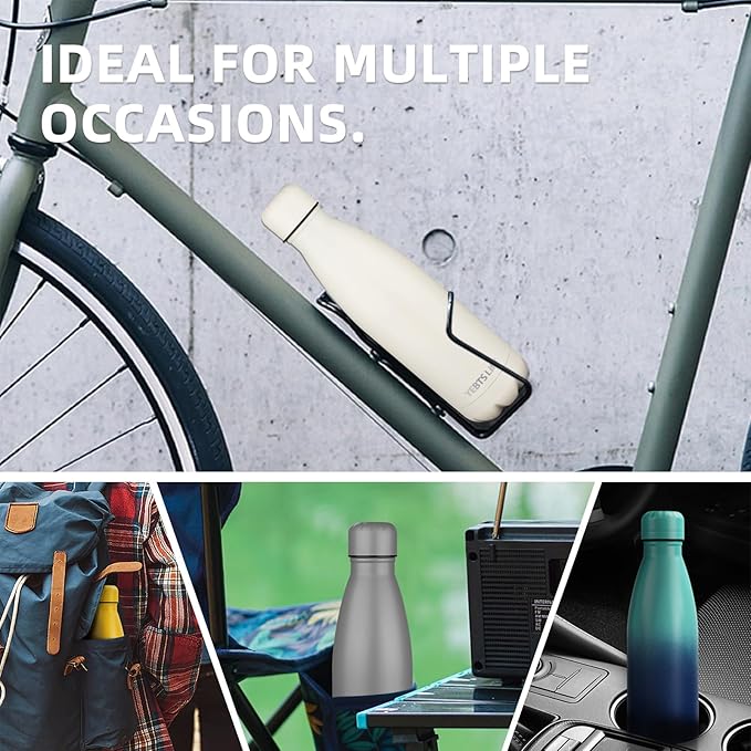 Insulated Water Bottle, 2 Pack-17oz Stainless Steel Water Bottles with straw lid, Metal Sports Water Bottles for Boys,Girls, Double Wall Vacuum BPA-Free Flask for School, Sports(Grey-white)