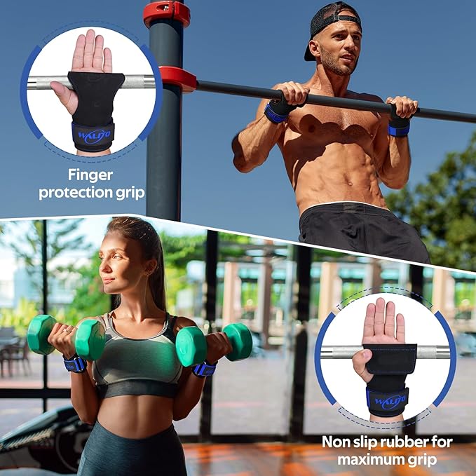 WALITO Weight Lifting Wrist Strap, Double Leather Weightlifting Wrist Straps for Gym Strength Training, Neoprene Padded Wrist Wraps - for Men & Women (Pair)