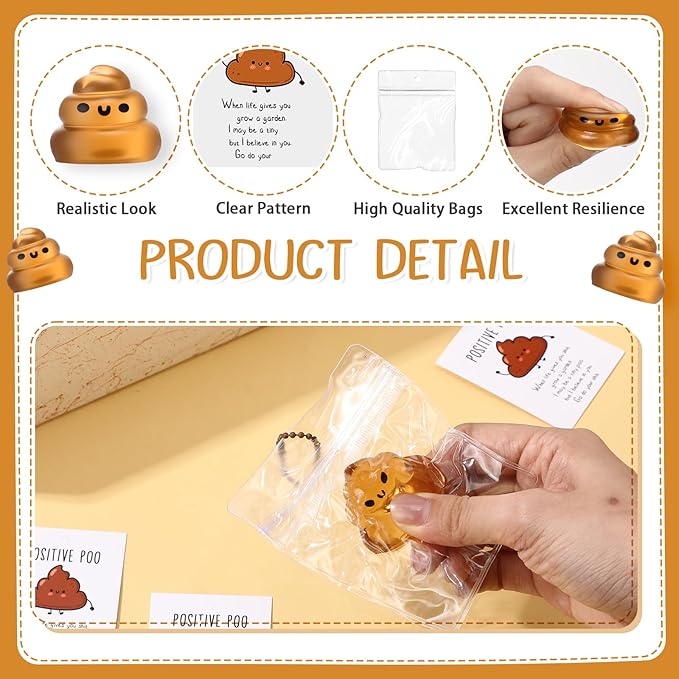 Wettarn 24 Sets Poop Gifts Inspirational Stress Ball with Support Card Positive Stress Relief Prank Poop Ball Thank You Appreciation Gift for Boss Coworker Employee Pharmacy Vet Tech Medical Assistant