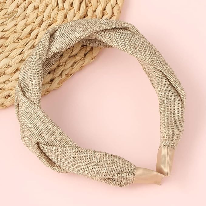 Madison Tyler Thick Headbands for Women | Wide Fabric Grey Braided Cute Handmade Makeup Hair Band for Girls | Thin Hair and Thick Hair | Skincare and Boho Spring Headband for Washing Face