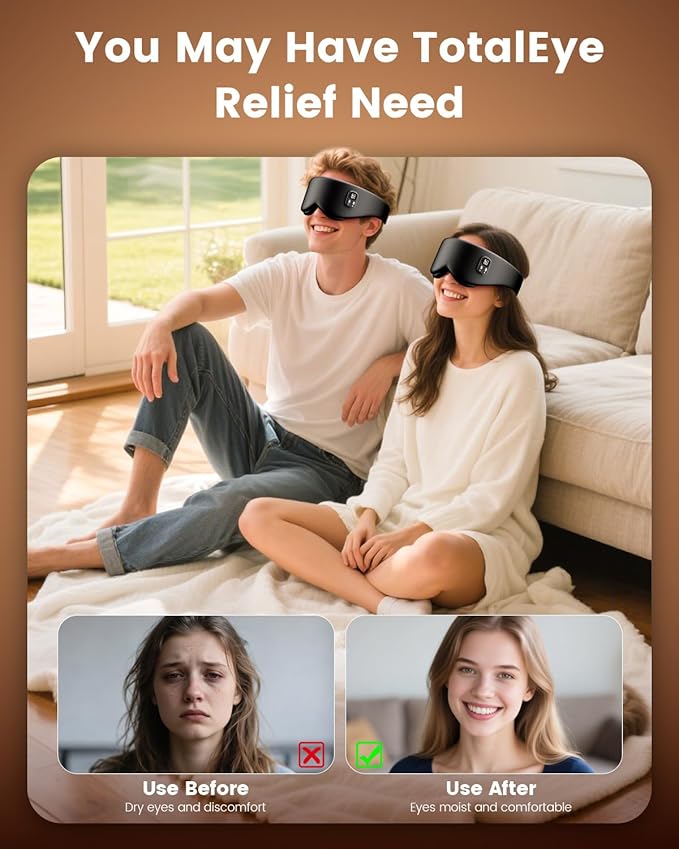 Heated Eye Mask - Cordless Eye Mask for Dry Eyes, Eye Relief, Improved Sleep, Timed Shutdown, 4 Temperature, Washable Silk Eye Heating Pad for Travel, Removable for Cleaning - Black