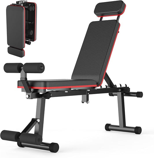 Adjustable Weight Bench, Foldable, Incline/Decline/Flat, Full Body Workout, Extended Head Design, 660 lbs/300 kgs Capacity
