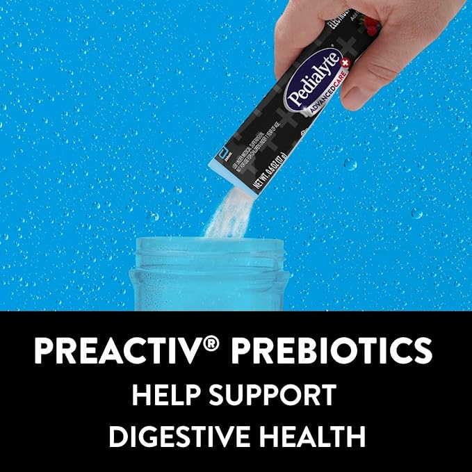 Pedialyte AdvancedCare Plus Electrolyte Powder, Has 33% More Electrolytes and PreActiv Prebiotics, Hydration Station Variety, 80 Powder Packets