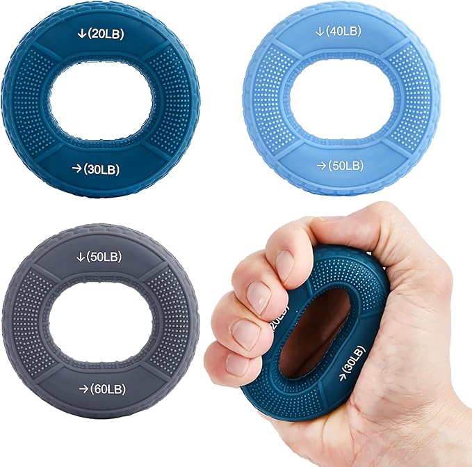 Hand Grip Strengthener, Grip Strength Trainer, Fingers Exerciser - Silicone Rings for Muscle Training Sports Rock Climbing Finger Rehabilitation Training,Hand & Wrist Muscles Trainer Stress Relief,5 Resistance Levels