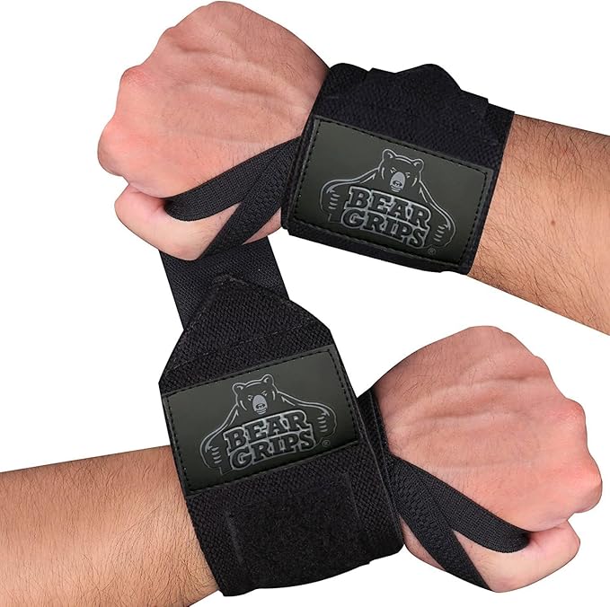 Bear Grips Wrist Wraps for Weightlifting | Weight Lifting Wrist Straps for Weightlifting | Extra Strength Gym Wrist Wraps | Two Wrist Wrap Per Pack | 12β & 18β | Lifting Wrist Wraps for Men & Women