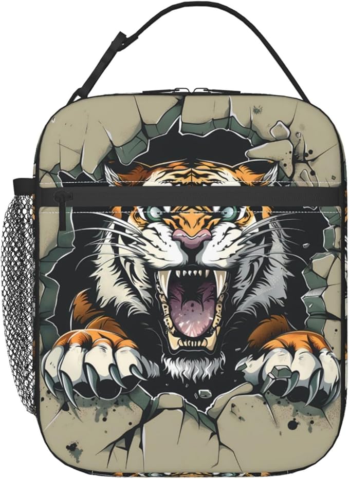 Insulated Lunch Box for Women Men, Tiger Animal Theme Lunch Box Reusable Portable Lunch Bag Cooler Tote Waterproof Lunch Container for Office Picnic Work Travel