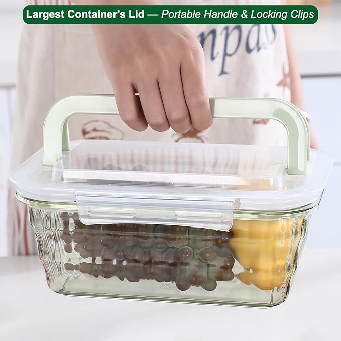 Taiuloo Set of 3 Food Storage Containers with Lids & Handle, BPA Free Plastic Meal Prep & Salad Bowl Containers To Go for Lunch, Salad Serving Bowls for Snack, Fruit, Veggie, Green