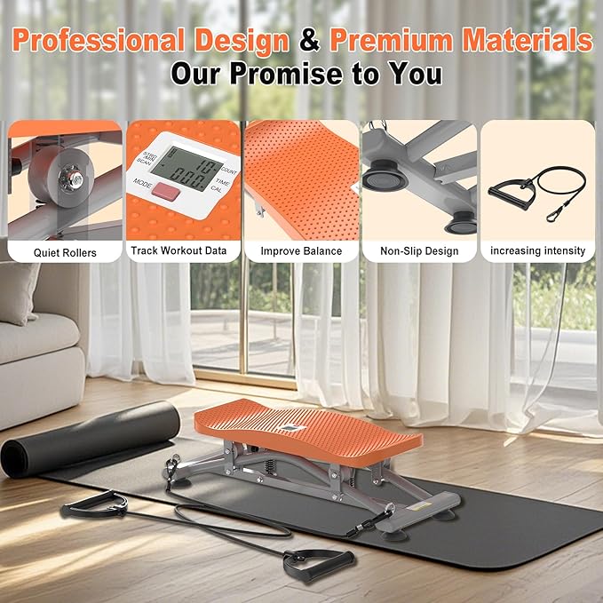 Ski Balancing Machine & Balance Board Trainer - Heavy-Duty 300LB Capacity Wobble Board with Resistance Bands & LCD Display for Cardio, Core and Full-Body Workouts