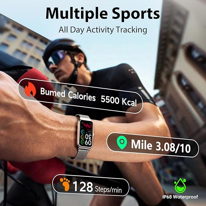 Fitness Tracker with 24/7 Continuous Heart Rate, Blood Oxygen Monitor, Smart Watch with Sleep Monitor, IP68 Waterproof Activity Tracker Step Counter for Women Men