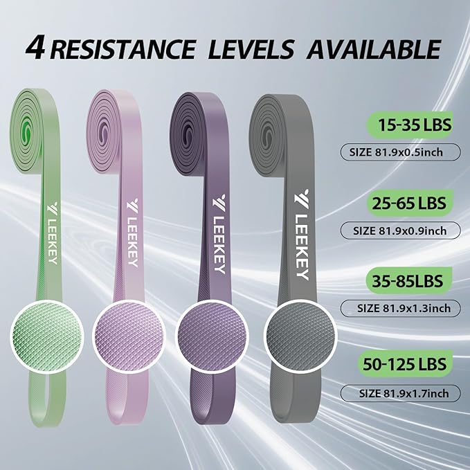 LEEKEY Resistance Bands Set for Pull-Up Assistance & Full-Body Training, Multi-Level Exercise Bands with Bag for Home Workouts, Physical Therapy, Strength Training (Men/Women)