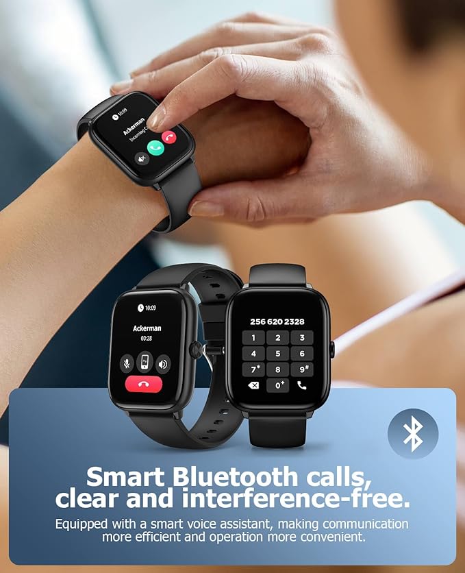 Smart Watch for Men with Bluetooth Call, 2.06" AMOLED Fitness Tracker with 118 Sports Modes, Blood Pressure/Heart Rate/Sleep/Blood Oxygen Monitor, IP68 Waterproof, Compatible with Android and iPhone