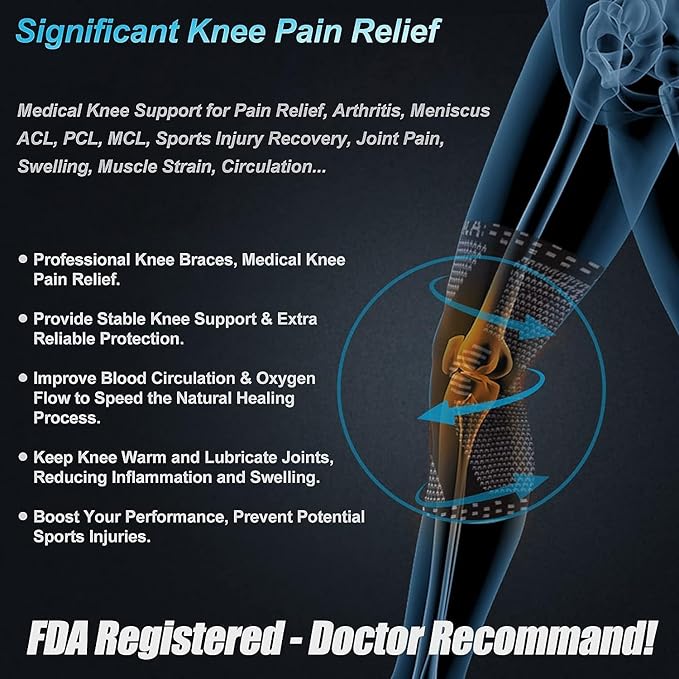 NEENCA Knee Braces for Knee Pain Relief, Compression Knee Sleeves with Patella Gel Pad & Side Stabilizers, Knee Support for Weightlifting, Running, Workout, Arthritis, Meniscus Tear, Men Women. ACE-53